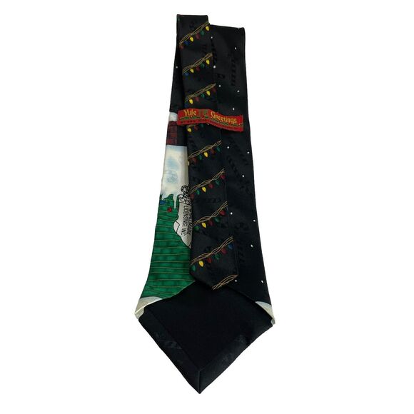 Yule Tie Greetings Hallmark Tie 100% Silk Santa Reindeer Chimney Multicolor - Picture 3 of 6
